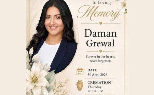 Daman Grewal Calgary, AB Obituary, Cause of Death